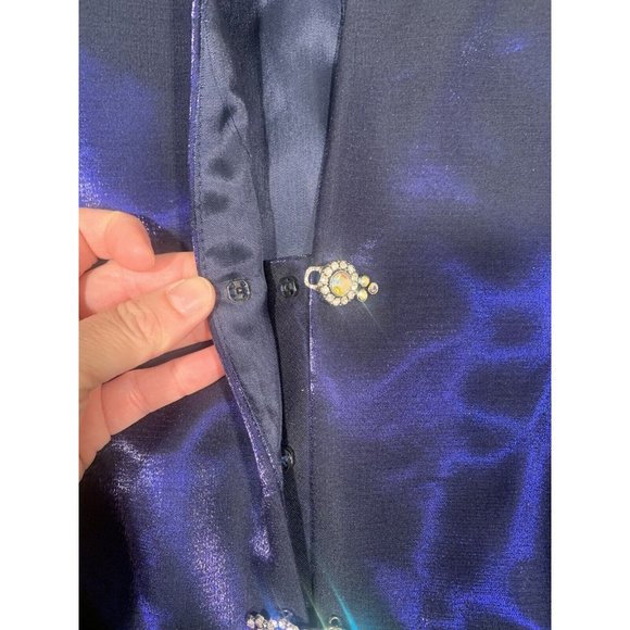 VTG Alex Evenings 2 Piece Formal Top Skirt Midnight Blue Shimmer‎ Size 10 Dress - Picture 4 of 12